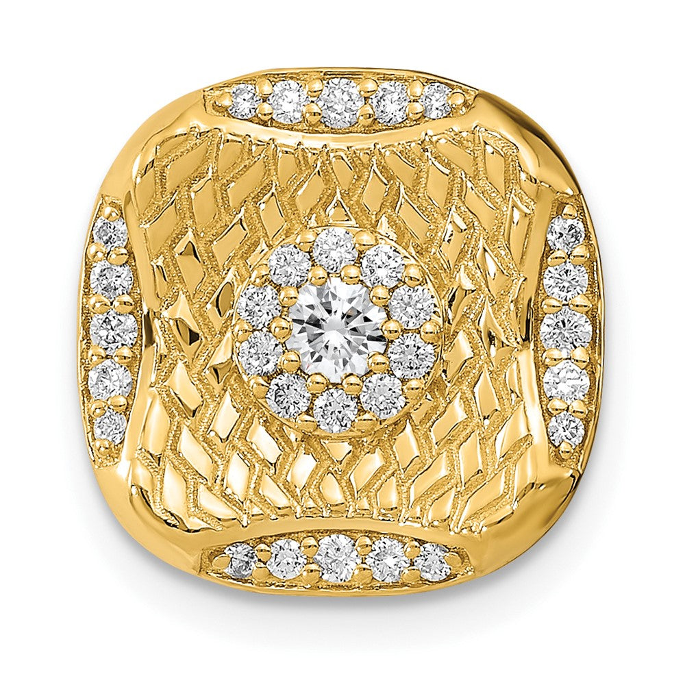 14K Gelbgold Poliert Echt Diamant Quadratisch Weave Kette Anhänger