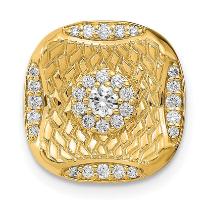 14K Gelbgold Poliert Echt Diamant Quadratisch Weave Kette Anhänger