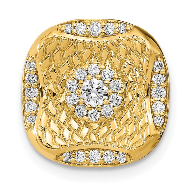 14K Gelbgold Poliert Echt Diamant Quadratisch Weave Kette Anhänger