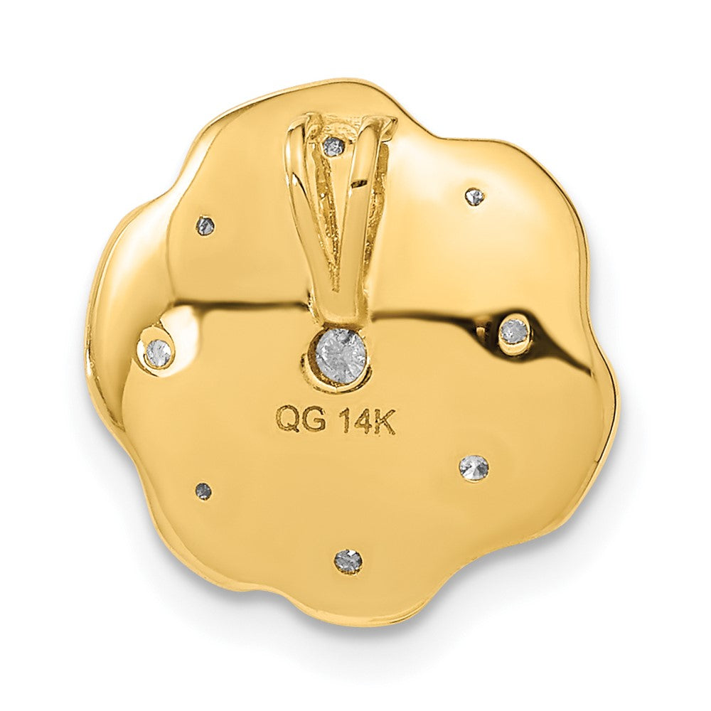 14K Gelbgold Poliert und Strukturiert Echt Diamant Kreis Kette Anhänger