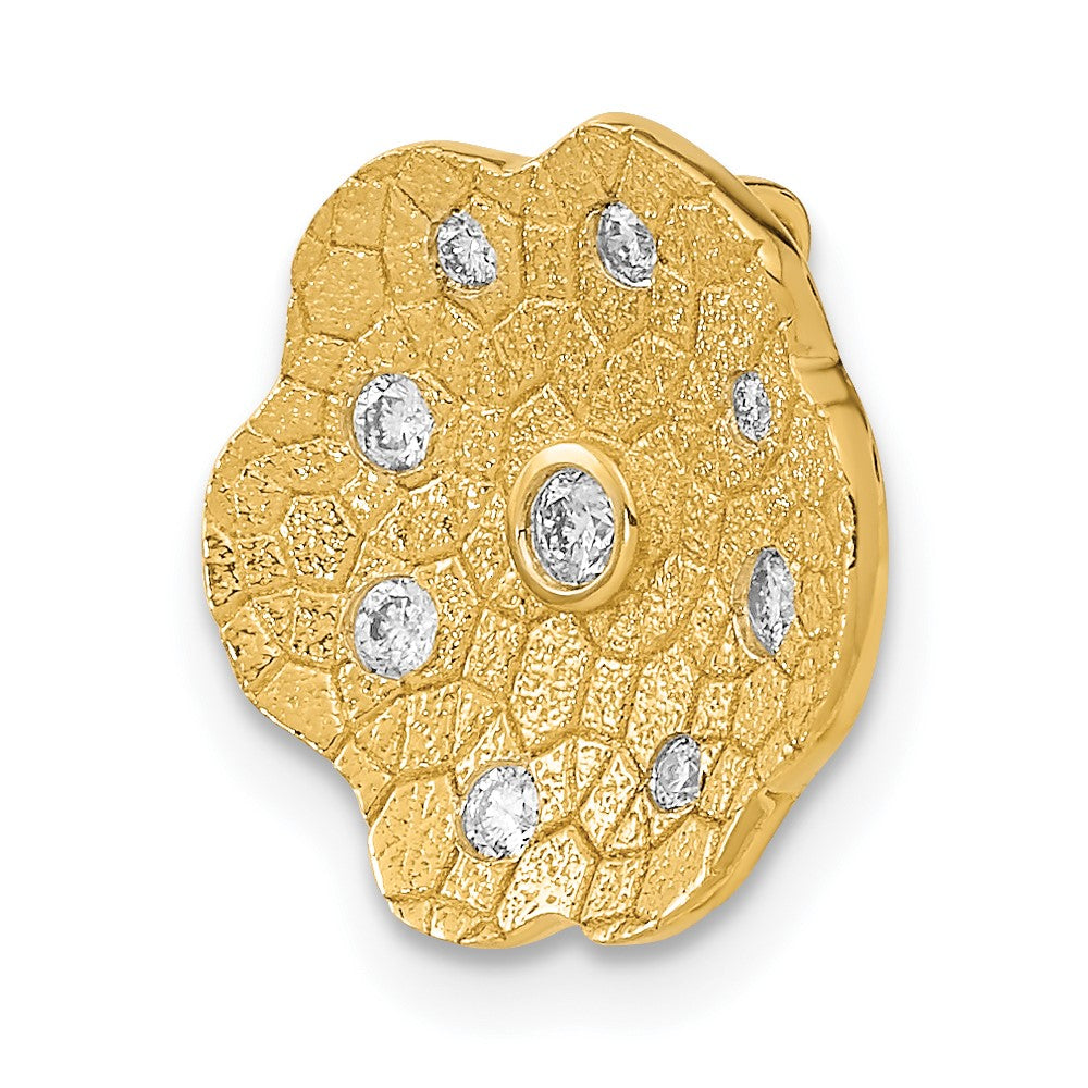 14K Gelbgold Poliert und Strukturiert Echt Diamant Kreis Kette Anhänger
