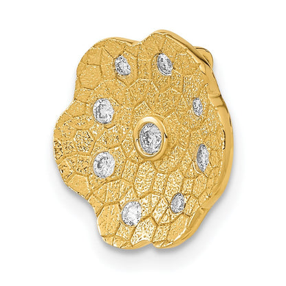 14K Gelbgold Poliert und Strukturiert Echt Diamant Kreis Kette Anhänger