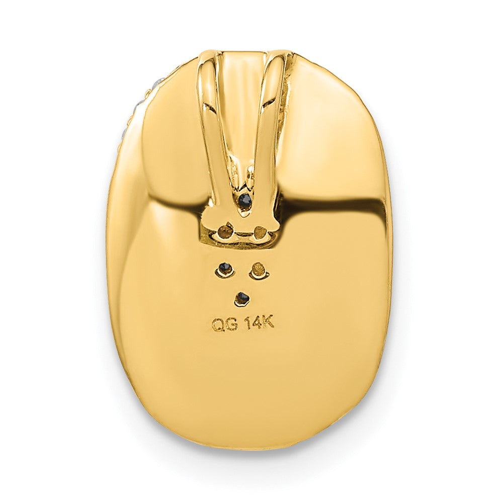 14K Gelbgold Poliert und Strukturiert Echt Diamant Oval Kette Anhänger