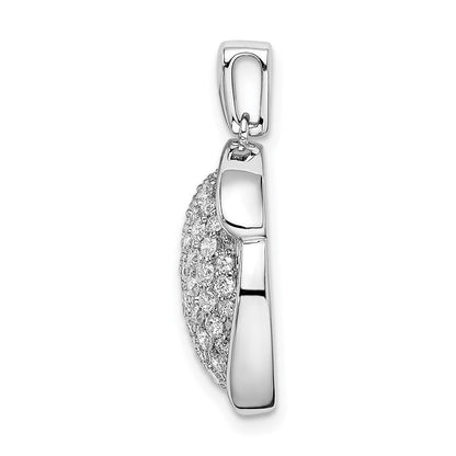 14K Weißgold Anhänger, oval, poliert, mit Pavé-Besatz aus echten Diamanten