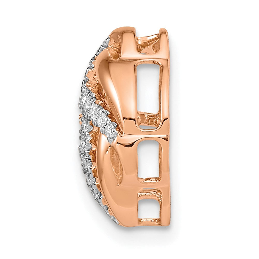 14K Roségold Poliert Echt Diamant Liebe Knoten Kette Anhänger