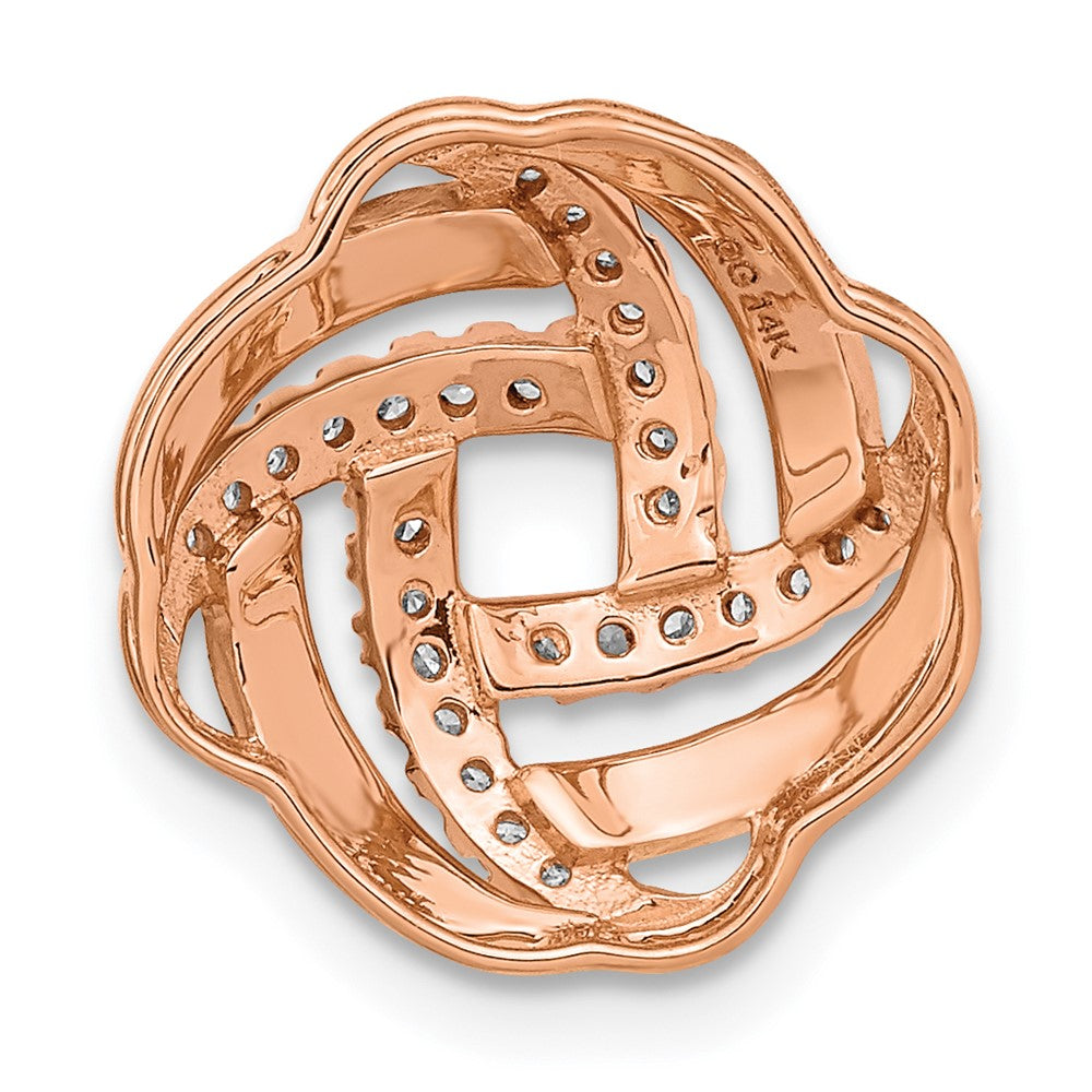 14K Roségold Poliert Echt Diamant Liebe Knoten Kette Anhänger