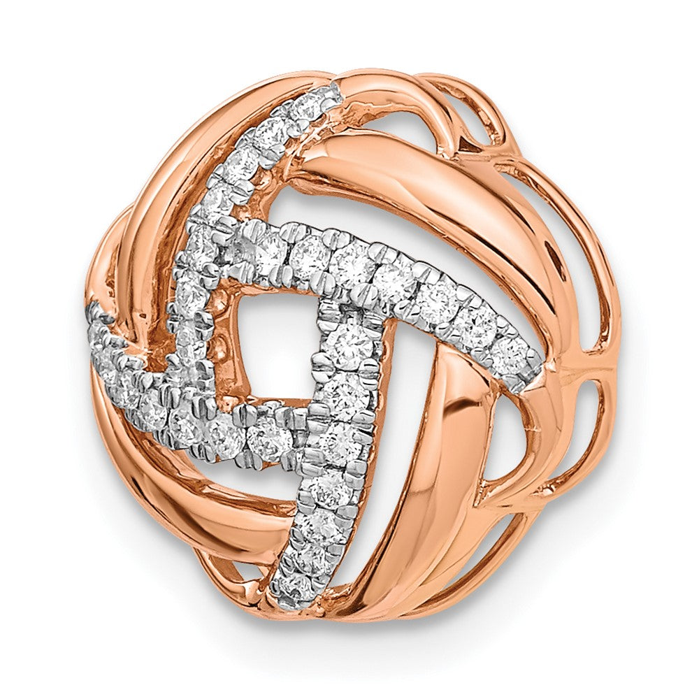 14K Roségold Poliert Echt Diamant Liebe Knoten Kette Anhänger