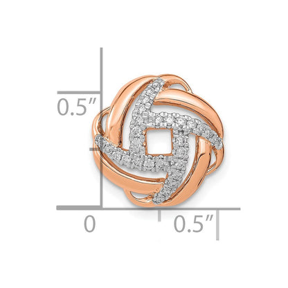 14K Roségold Poliert Echt Diamant Liebe Knoten Kette Anhänger