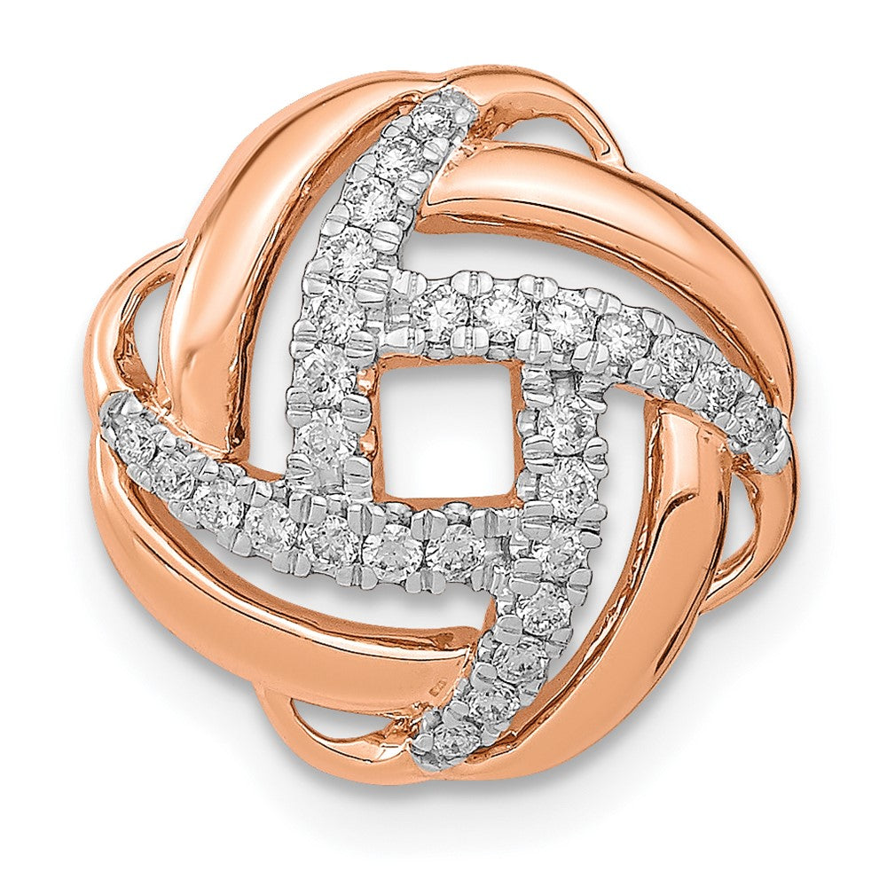 14K Roségold Poliert Echt Diamant Liebe Knoten Kette Anhänger