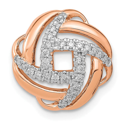 14K Roségold Poliert Echt Diamant Liebe Knoten Kette Anhänger