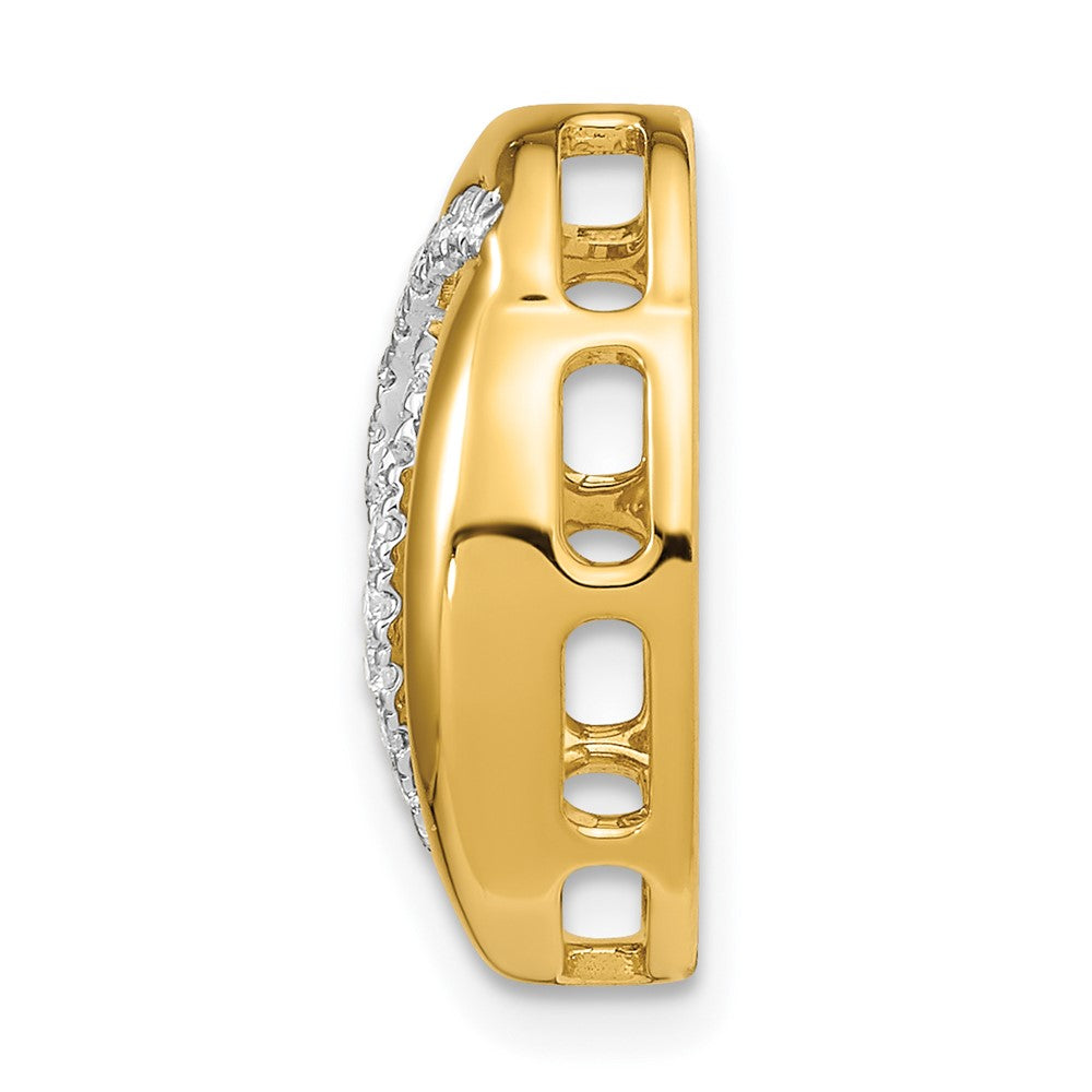 14K Gelbgold Poliert Echt Diamant Oval Kette Anhänger