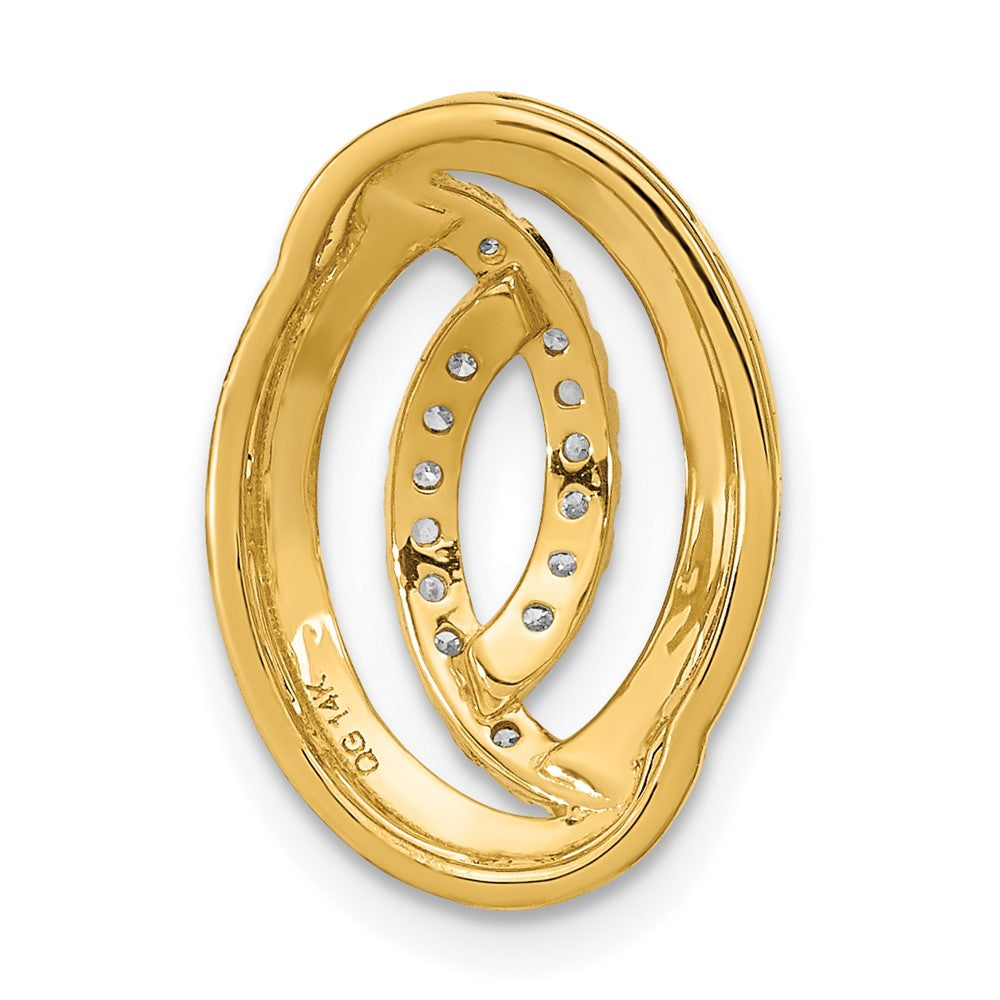 14K Gelbgold Poliert Echt Diamant Oval Kette Anhänger