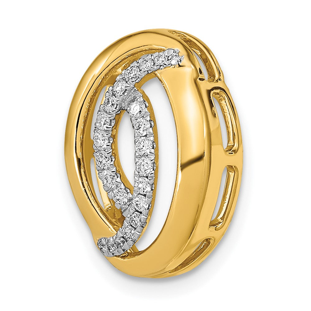 14K Gelbgold Poliert Echt Diamant Oval Kette Anhänger