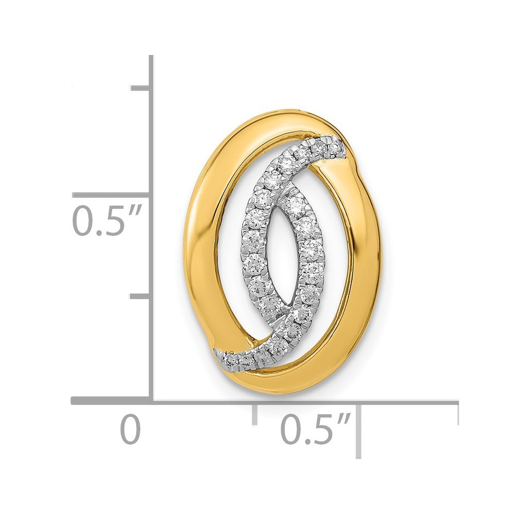 14K Gelbgold Poliert Echt Diamant Oval Kette Anhänger