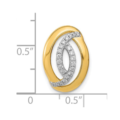 14K Gelbgold Poliert Echt Diamant Oval Kette Anhänger