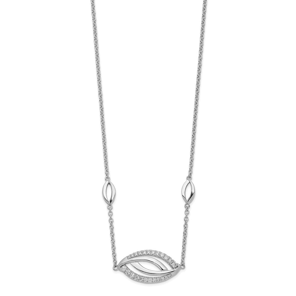 14K Weißgold Auge-shape Echt Diamant 18 Zoll Halskette