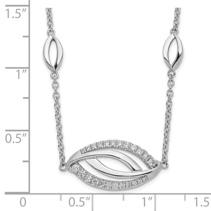 14K Weißgold Auge-shape Echt Diamant 18 Zoll Halskette