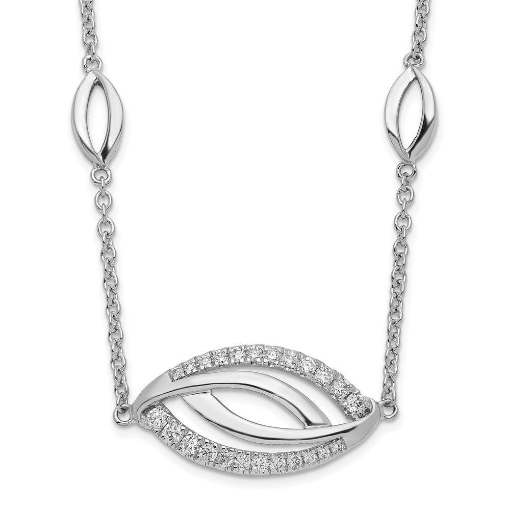 14K Weißgold Auge-shape Echt Diamant 18 Zoll Halskette
