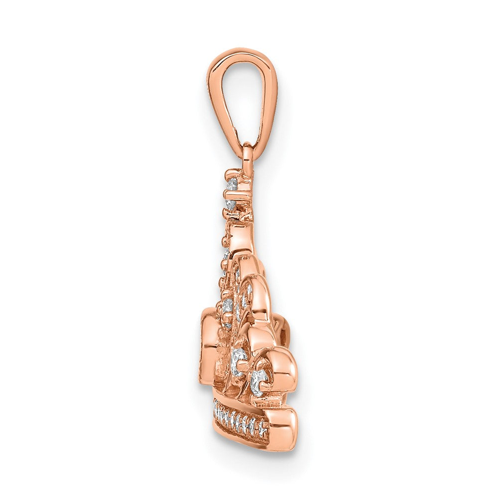 14 Karat Roségold Poliert Echter Diamant Tiara-Anhänger