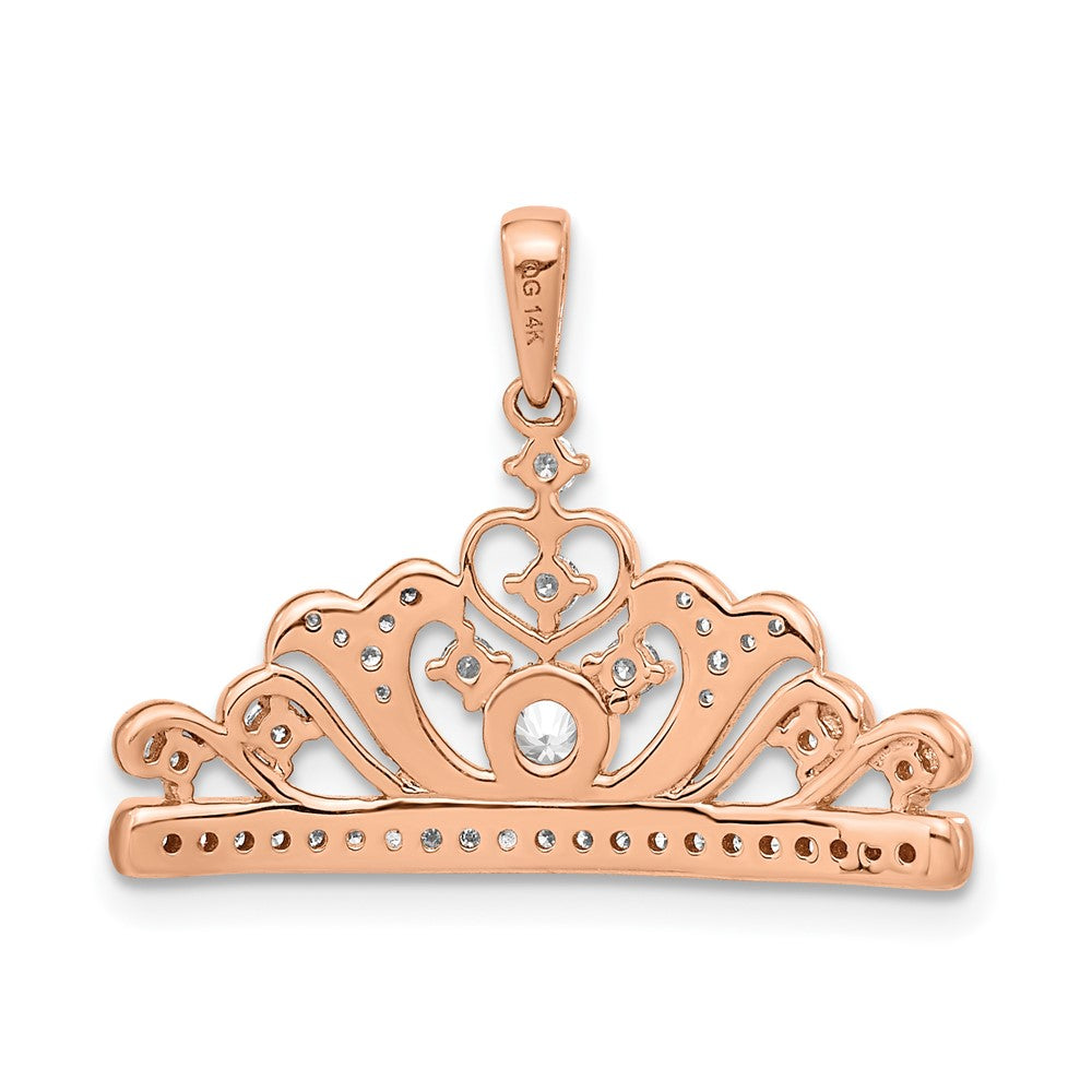 14 Karat Roségold Poliert Echter Diamant Tiara-Anhänger