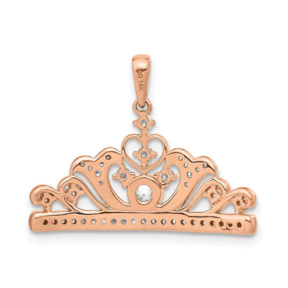 14 Karat Roségold Poliert Echter Diamant Tiara-Anhänger
