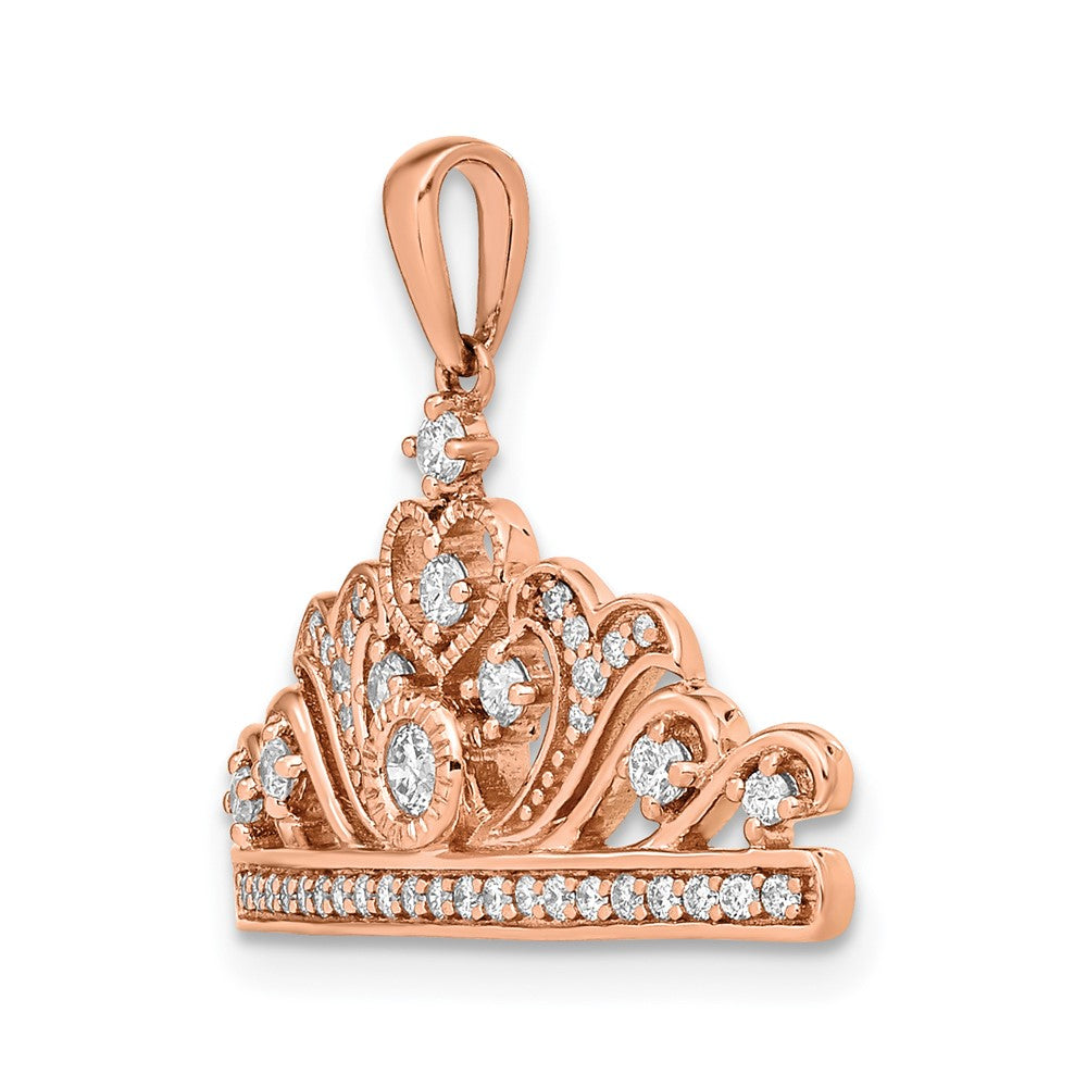 14 Karat Roségold Poliert Echter Diamant Tiara-Anhänger