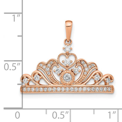 14 Karat Roségold Poliert Echter Diamant Tiara-Anhänger