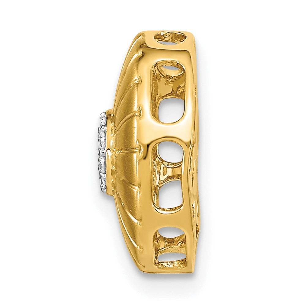 14K Gelbgold Satiniert Echt Diamant Blume Kette Anhänger