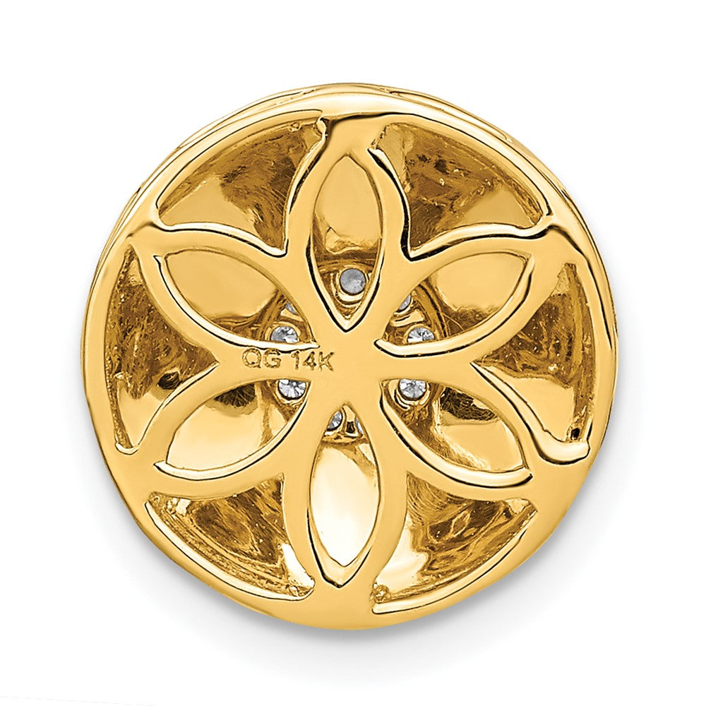 14K Gelbgold Satiniert Echt Diamant Blume Kette Anhänger