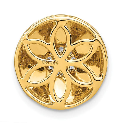 14K Gelbgold Satiniert Echt Diamant Blume Kette Anhänger