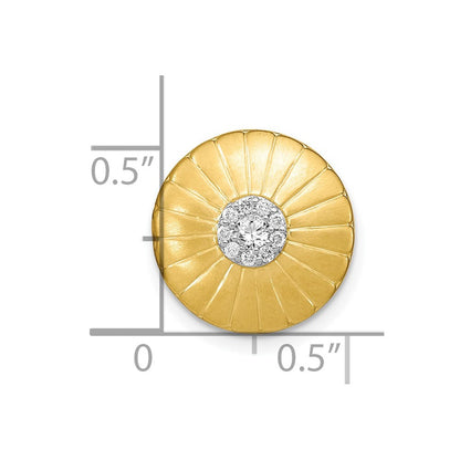 14K Gelbgold Satiniert Echt Diamant Blume Kette Anhänger