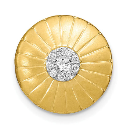 14K Gelbgold Satiniert Echt Diamant Blume Kette Anhänger