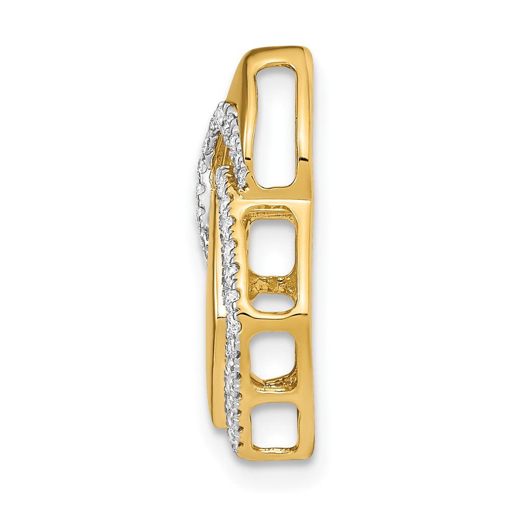 14K Gelbgold Poliert Echt Diamant Fantasie Geformt Kette Anhänger