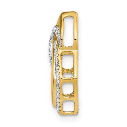 14K Gelbgold Poliert Echt Diamant Fantasie Geformt Kette Anhänger