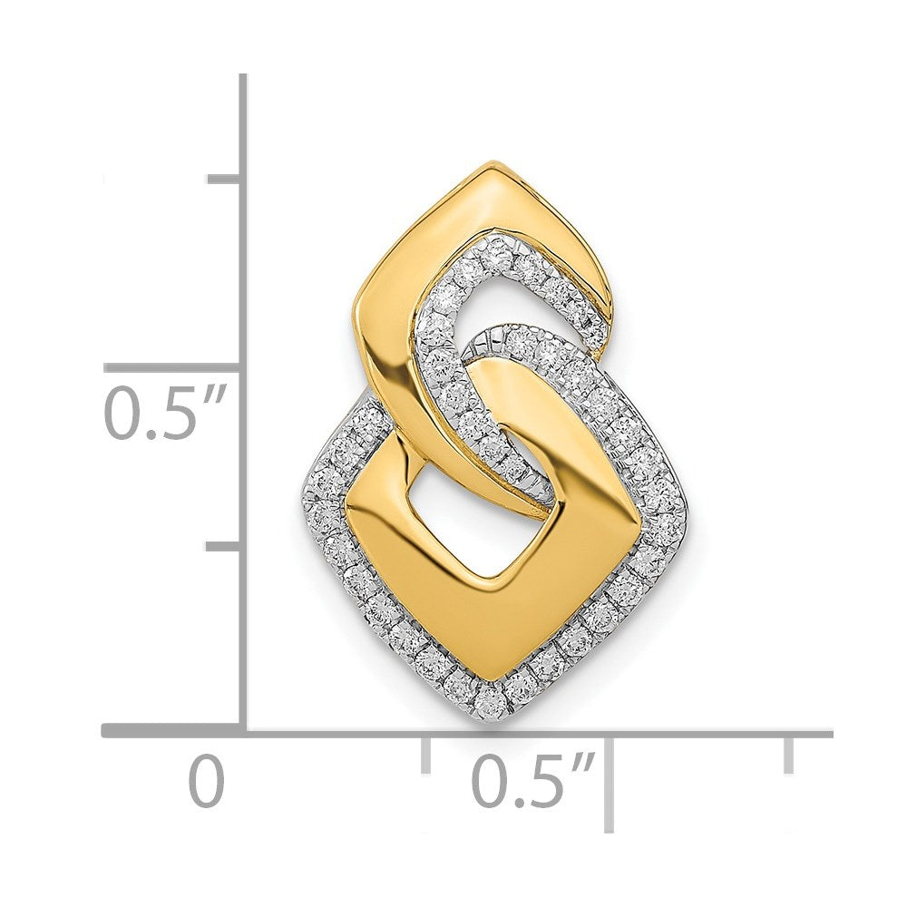 14K Gelbgold Poliert Echt Diamant Fantasie Geformt Kette Anhänger