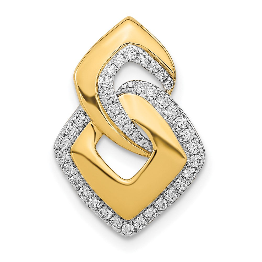 14K Gelbgold Poliert Echt Diamant Fantasie Geformt Kette Anhänger