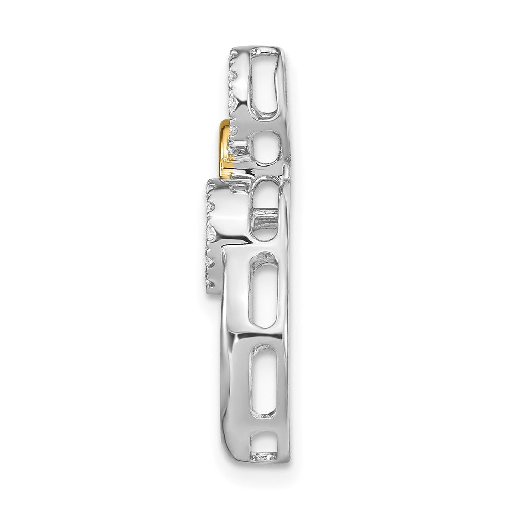 14K Bicolor Gold Poliert Echt Diamant Kreise Kette Anhänger