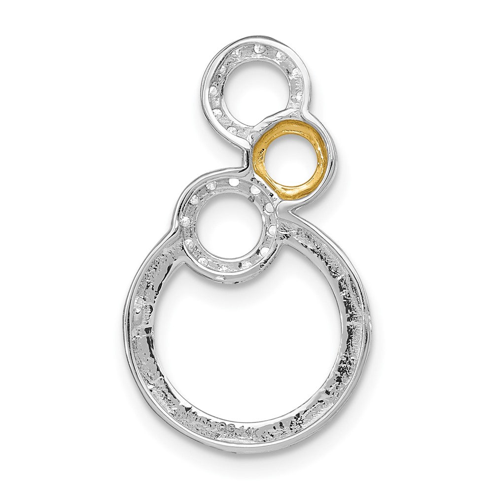 14K Bicolor Gold Poliert Echt Diamant Kreise Kette Anhänger