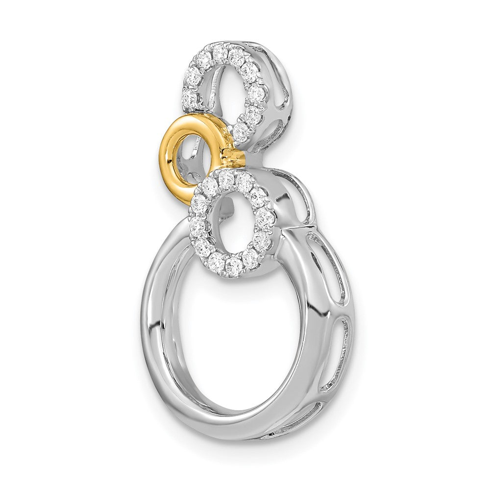14K Bicolor Gold Poliert Echt Diamant Kreise Kette Anhänger