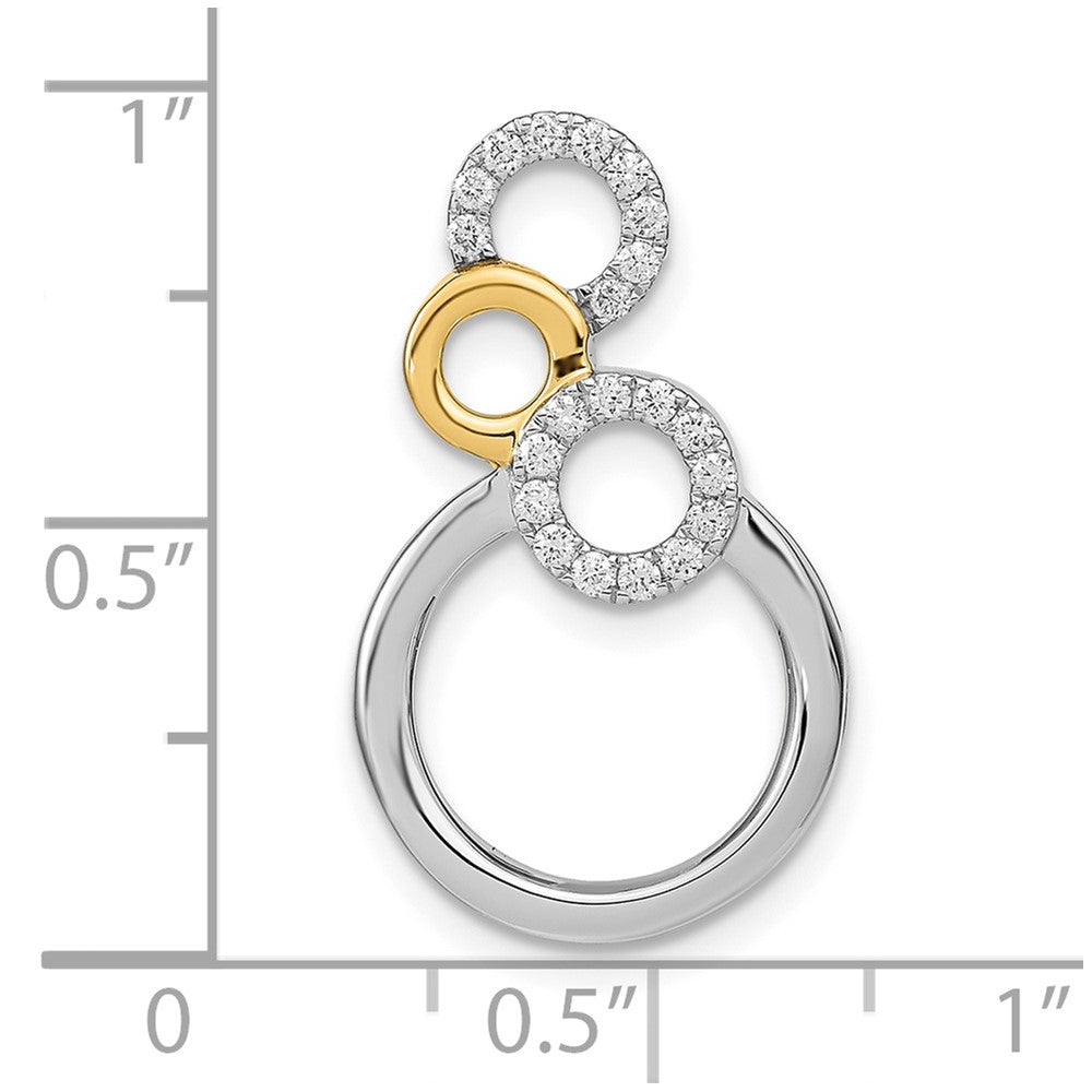 14K Bicolor Gold Poliert Echt Diamant Kreise Kette Anhänger