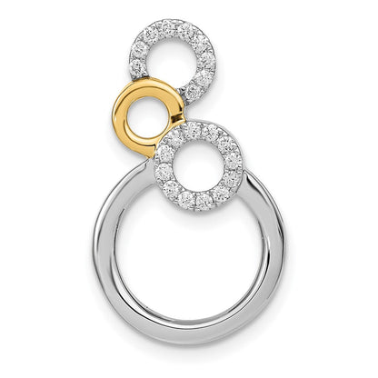 14K Bicolor Gold Poliert Echt Diamant Kreise Kette Anhänger