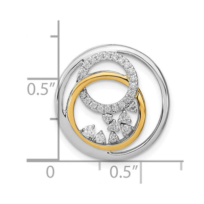 14K Bicolor Gold Poliert Echt Diamant Kreis Cluster Kette Anhänger