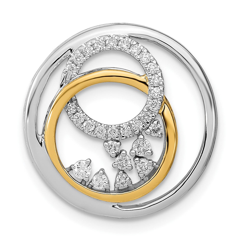 14k Two-tone Two Tone 0,2 ct. Lab Grown Diamant VS/SI+ G+ Circle Cluster Chain Slide Pendant