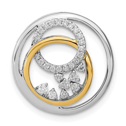 14K Bicolor Gold Poliert Echt Diamant Kreis Cluster Kette Anhänger