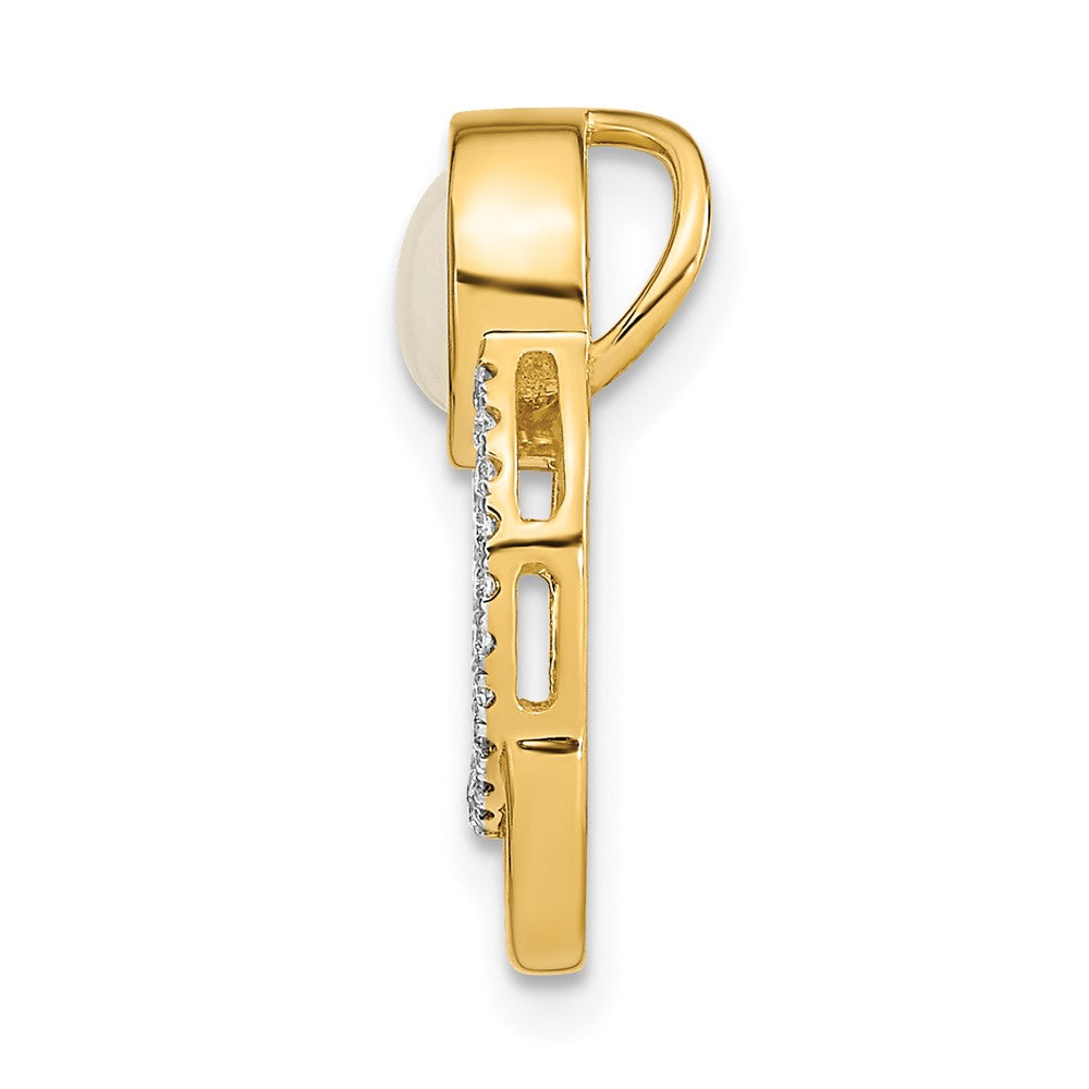 14K Gelbgold Poliert Echt Diamant & Opal Kreis Kette Anhänger