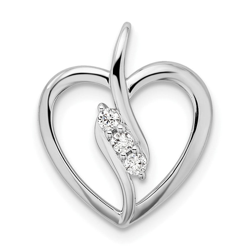 14K Weißgold Offener-Herz-Anhänger mit 0,10 ct. Labor-gezüchteten Diamanten VS/SI+ G+