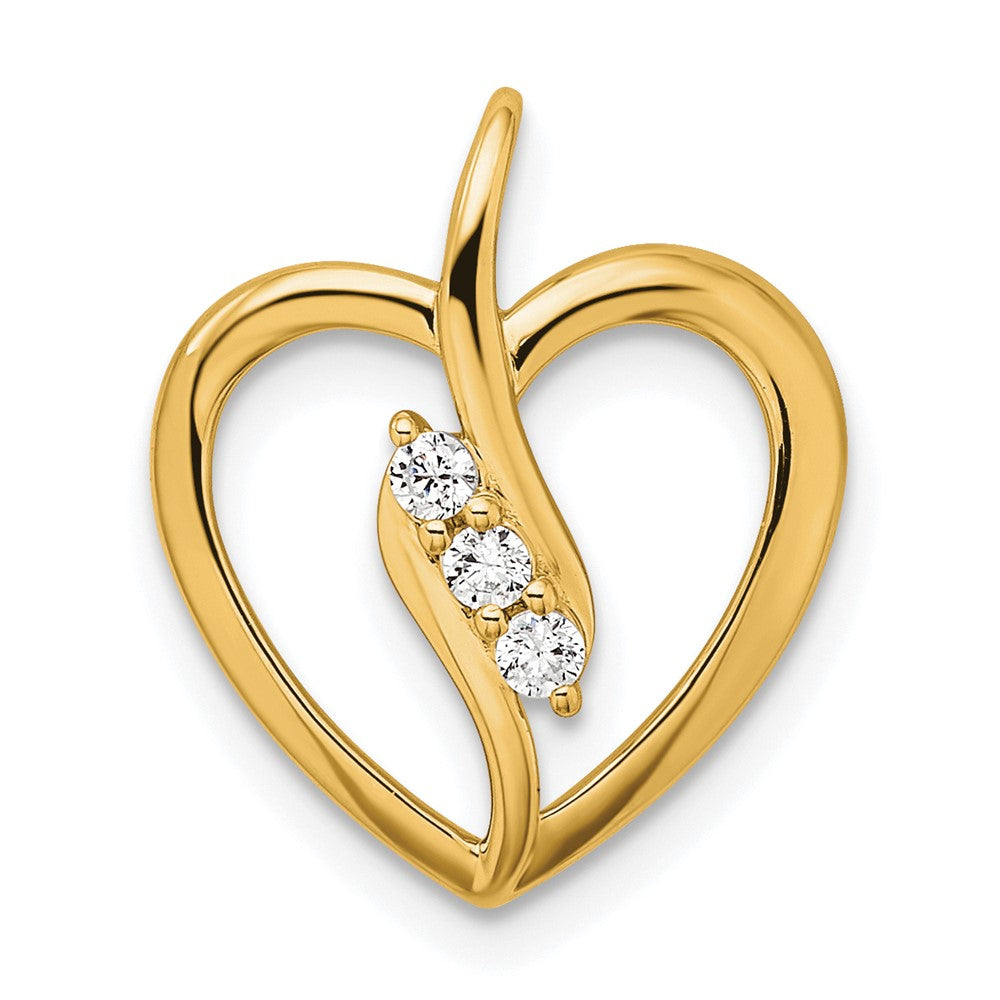 14K Gelbgold 0,10 ct. Laborgezüchteter Diamant VS/SI+ G+ Offenherz-Anhänger