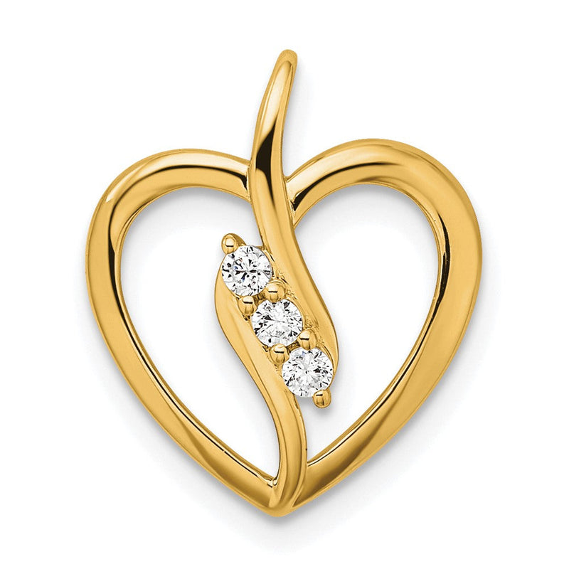14K Gelbgold 0,10 ct. Laborgezüchteter Diamant VS/SI+ G+ Offenherz-Anhänger