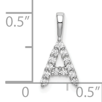 14K Weißgold Anhänger mit Buchstabe A und 0,125 ct. im Labor gezüchteten Diamanten VS/SI+ G+