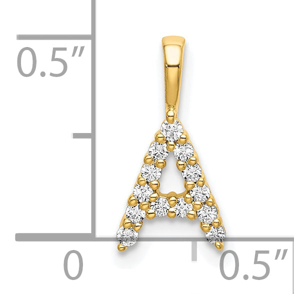 14K Gelbgold 0,125 ct. Laborgezüchteter Diamant VS/SI+ G+ Buchstabe A Initial-Anhänger